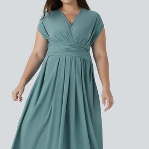 Halara Breezeful™ V Neck Short Sleeve Pocket Tie Back Quick Dry Midi Dress